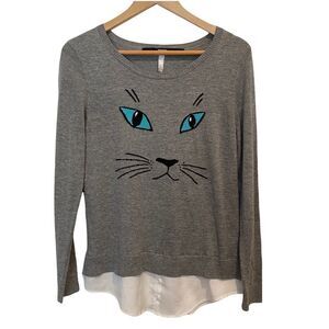 Kenzie Gray Cat Shirt Bottom Sweater size S